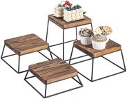 Elevate Your Food Presentation with Our Stylish Wood & Metal Display Stands!