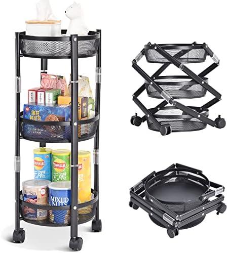 Versatile and Stylish Metal Rolling ⁢Cart for Kitchen, Living Room, and Bathroom
