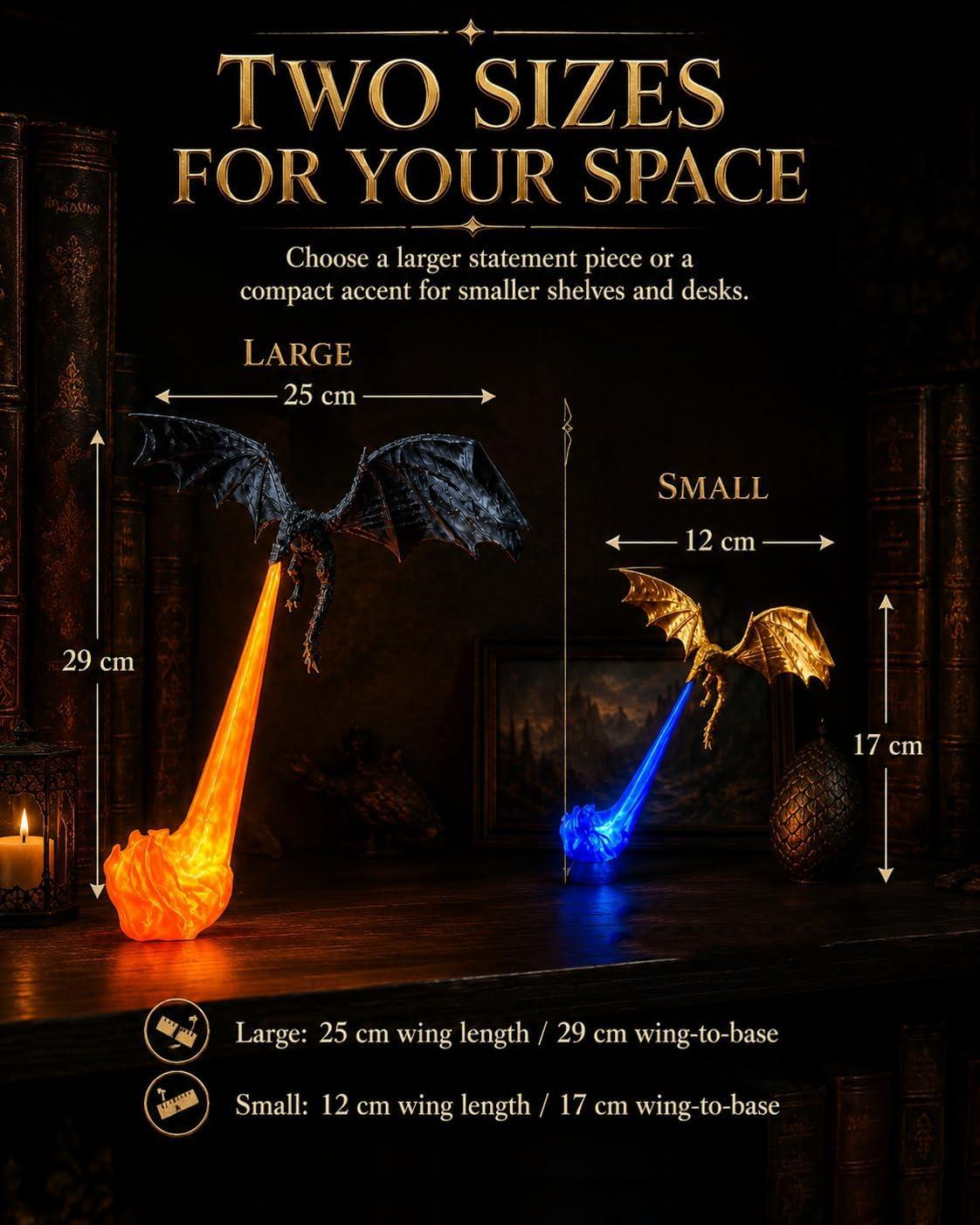 Based on the product description and the customer reviews you've shared, here's a concise summary of the key findings: **Product ⁢Claims (from⁣ the listing):** - 3D-printed‍ dragon sculpture with LED-lit flame base (red or blue). - Two​ sizes: large (29 cm ‌tall) and⁣ small (17 cm). - Includes adhesive dots for stability. - Note: a card must be removed from the LED for the light to work. **Common Customer Complaints (from 8 reviews, mostly 1-3 stars):** | Issue | Frequency | |-------|-----------| | Light doesn't work or ⁤only ⁤bottom of flame lights up (not as pictured) | 5 reviews⁢ | |‌ Can't stand on its own; requires double-sided tape to stay‍ upright | 4 reviews | | Very fragile - breaks easily (wings, tail, flame) | 3 reviews | |​ Arrived damaged or poorly packaged | 2 reviews ​| | Misleading picture - doesn't look as ‍shown | ‍3 reviews | | Overall cheap/trash quality | 3 reviews | **Positive ⁣Feedback (1 review):** - ‍One user (Fred) liked the ominous ⁣look on a bookshelf and said it glows well. **Critically important Note:** the product‍ description includes a⁢ warning about a card blocking the LED light - some⁣ users may have ⁣missed this, but most complaints go beyond that (e.g., only the bottom of the flame lights up, which matches the physical design, not the photo). The product seems to be a⁣ **poorly​ made, fragile decoration** that ‌relies on double-sided tape for stability⁣ and does not match the promotional‌ images. **Conclusion:** The overwhelming majority of⁢ reviews are ​negative, citing quality, durabilityand false advertising. If you're‍ considering⁢ buying ‌this, be ⁣aware that it likely won't stand up on its own, the light effect is minimaland it may break easily.⁤ The one positive review is an outlier.I would not recommend this product based on the evidence