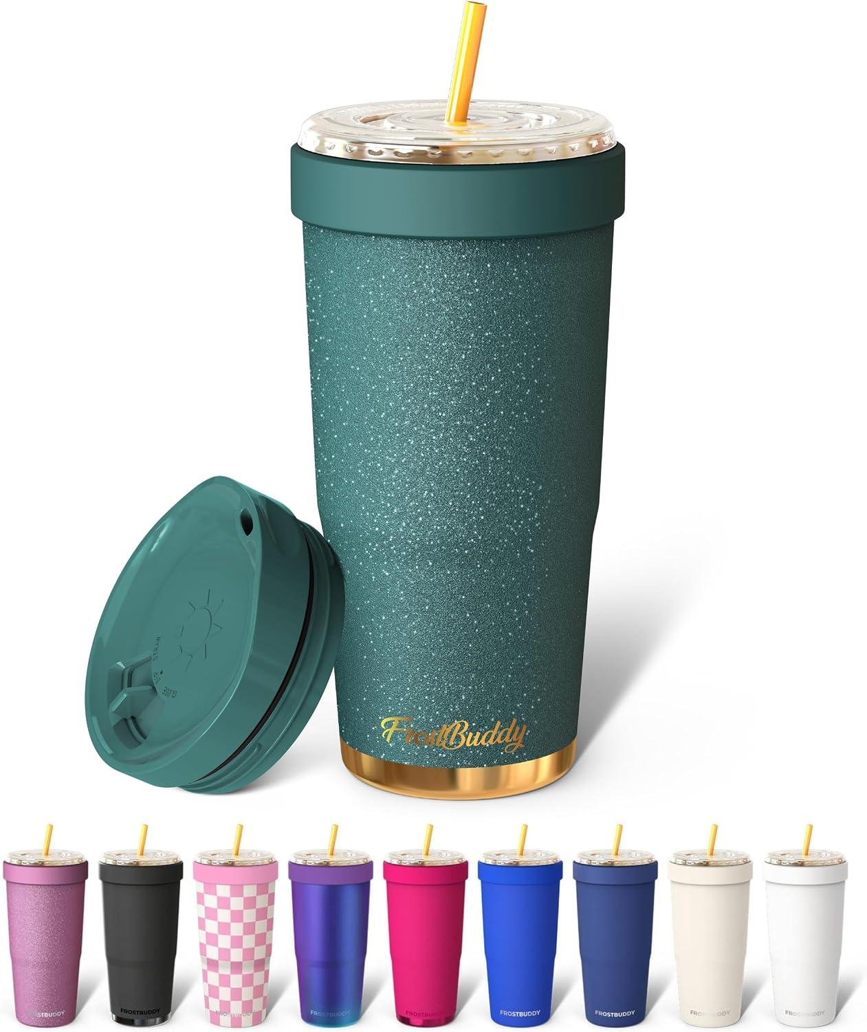 Based on the product description and user reviews you've shared, here's a concise summary of the **Frost buddy Togo Buddy 30oz Tumbler** in Emerald Glitz: ## Key Features - **Double-wall vacuum insulation** - keeps drinks hot or cold for hours - **18/8 premium stainless steel** - durable, corrosion-resistant, won't retain flavors - **Spill-proof flip lid** - prevents leaks even when upside down - **Cup-holder friendly** - fits standard car cup holders - **Limited lifetime warranty** - patent-pending design ## What Reviewers love - **Excellent temperature retention** - one reviewer found a thick smoothie unchanged after hours; another said a drink was “still as cold as when it was fresh” - **Reduces drink waste** - great for slow sippers who don't finish quickly - **Build quality** - impressive insulation and solid construction ## Common Criticisms - **Price** - several reviewers note it's on the higher side (one mentioned ~$60 as a limit; another noted it's imported so cost is higher) - **Missing accessories** - no stickers or straw included - **Cup compatibility** - doesn't fit Tim Hortons cups (Canada); a reviewer wished for a slimmer rubber insert option ## Overall verdict The tumbler delivers outstanding insulation performance and is ideal for road trips, summer drinksor anyone who likes to sip slowly. The flip lid works well for spill prevention. Downsides are price, lack of included extrasand limited compatibility with certain takeaway cup sizes. If you value temperature retention over cost, it's a solid buy