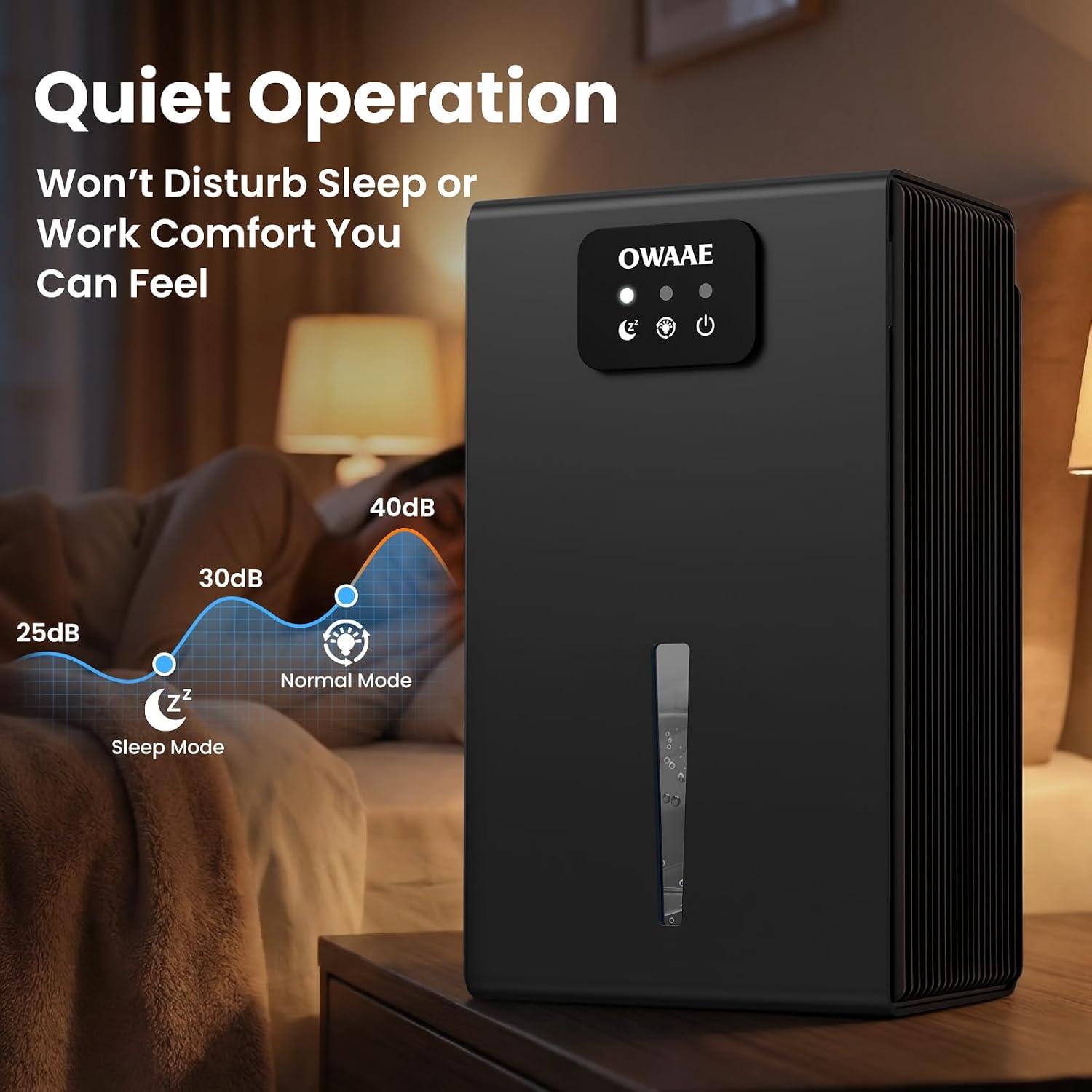 My OWAAE Dehumidifier: 30dB sleep & 7-Color Lights