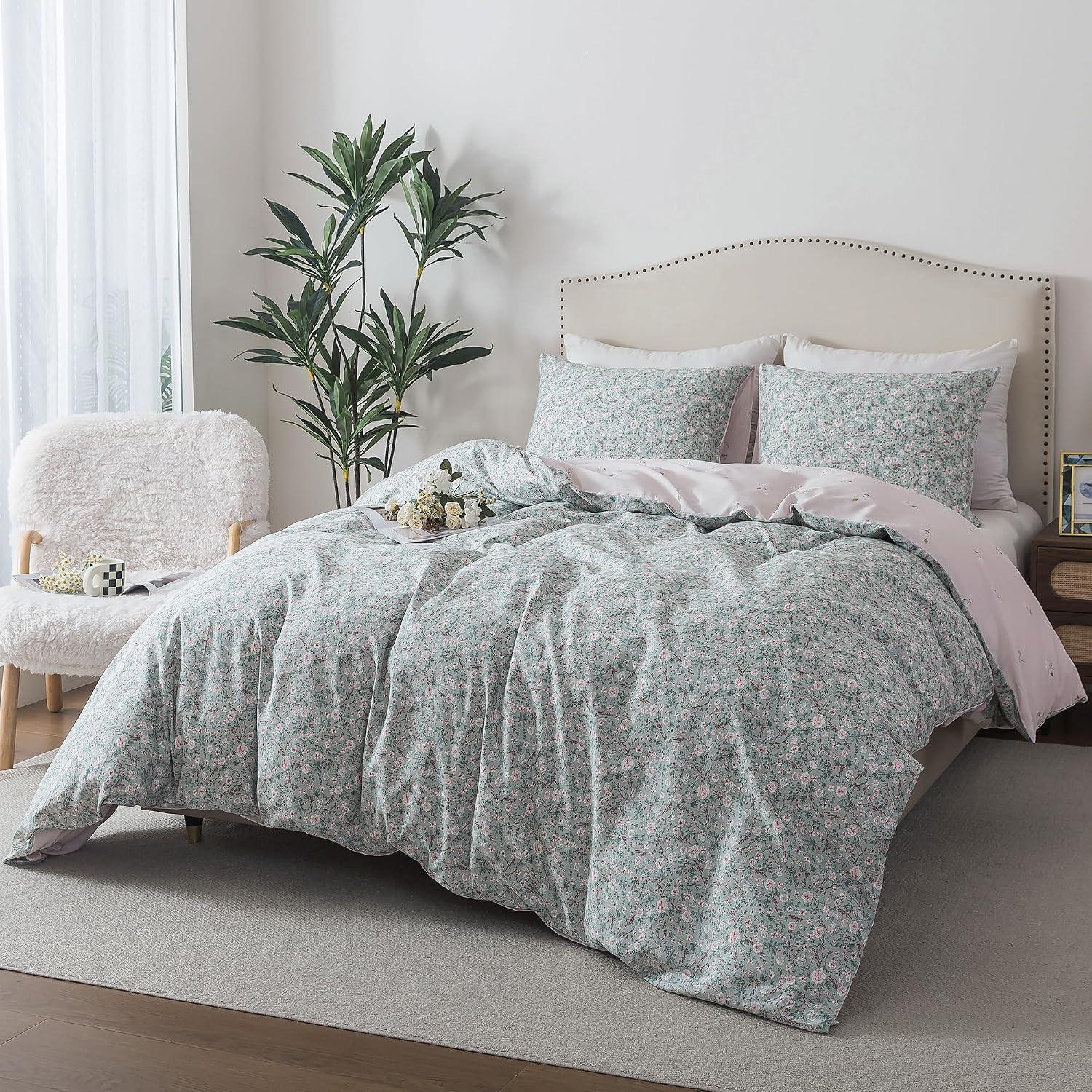 I ‌Tried the Light Green ​Floral Duvet Cover Set