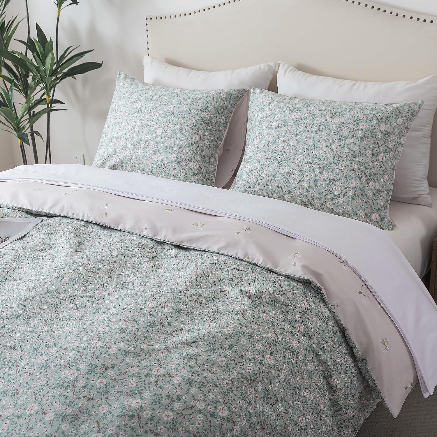I Tried the Light Green Floral Duvet Cover Set