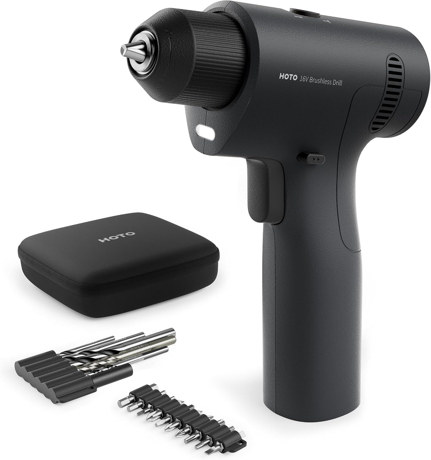 Based on the reviews and product summary you've provided, here is a concise breakdown of the key features and overall sentiment for the **HOTO 16V Brushless Drill**: **Overall Sentiment:** 4-5 stars. Users praise it as a high-quality, stylishand precise tool for **light-duty and precision work** (electronics, furniture assembly), not for heavy construction. **Key Pros:** - **Sophisticated Torque Control:** The standout feature. An intelligent auto-stop mechanism and 32 precise torque levels prevent stripping screws, ideal for beginners or repetitive tasks.- **Design & Build:** Sleek,minimalist,lightweight,and well-made. Feels refined but not bulky. - **Convenient Charging:** Uses USB-C (not a proprietary charger) and has a long-lasting 1900mAh internal battery. - **Good Value for Niche Use:** Packs enough power (50 N·m torque) for home repairs and DIY without being overkill. **Key Cons/Considerations:** - **Not
