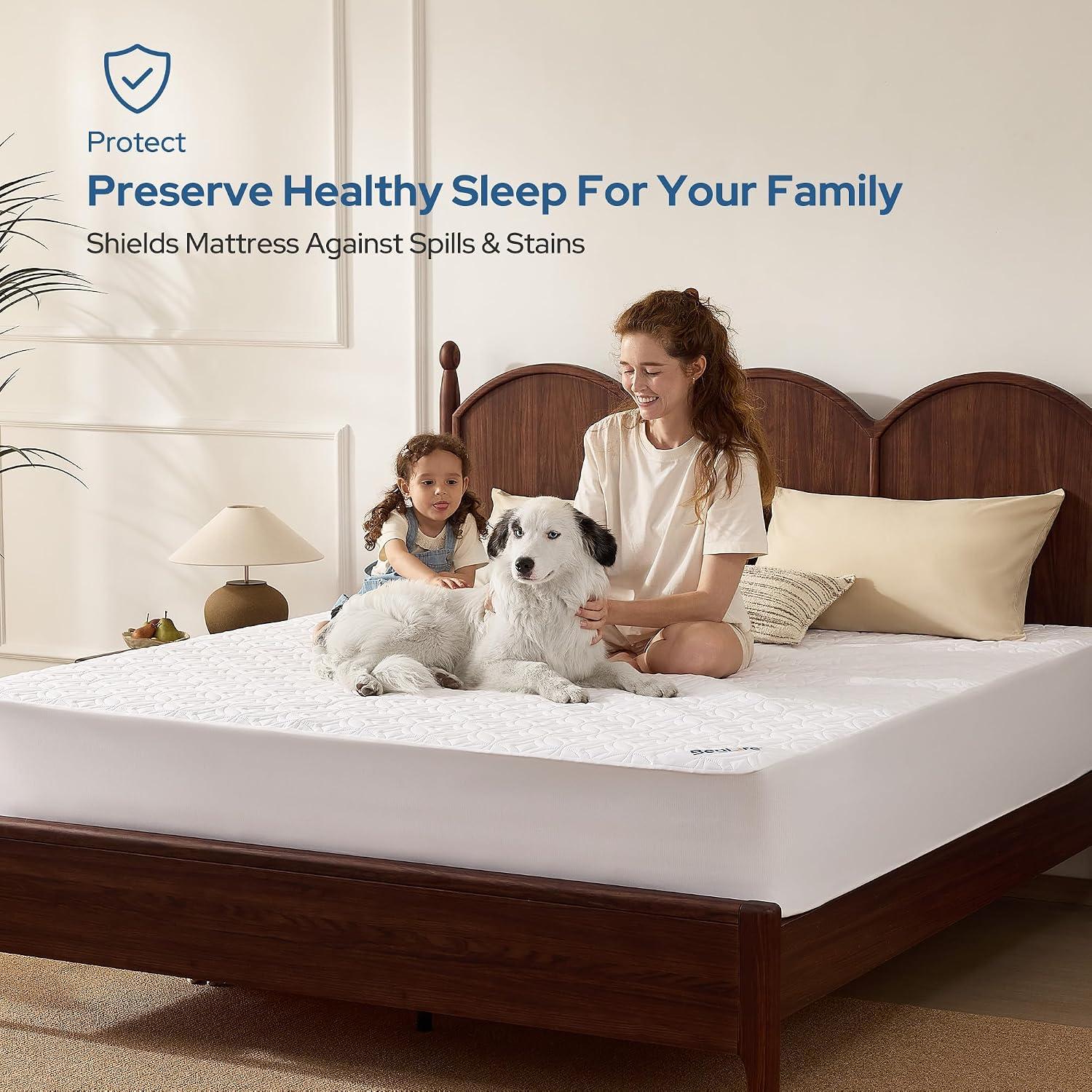 Here are a few creative title options that meet your requirements: **Option 1 (Focus on the deep fit):** Perfect Fit for My Deep Mattress - and Barely Notice It's There (59 characters) **Option 2 (Focus on the dual benefits):** My Mattress' New Shield: Truly Waterproof, utterly Silent (55 characters)