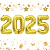 2025 Gold Number Balloons: Perfect Party Decor for New Year, Birthday, Christmas