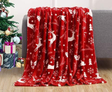 Cozy Up with Our Festive Burgundy Reindeer Fleece Blanket!