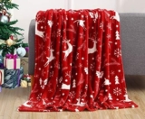 Cozy Up with Our Festive Burgundy Reindeer Fleece Blanket!