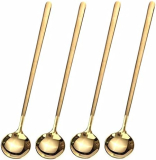 Golden Elegance: A Review of Our 4PCS 6.7 Inch Long Handle Gold Spoons