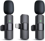 Top-Quality Wireless Lavalier Microphone Duo for iPhone 15 Series and Android