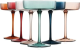 Retro Chic: Vintage Art Deco Coupe Glasses Review | Pastel Ribbed Glassware Set of 6