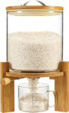5L Vuinop Rice Dispenser with Airtight Lid and Wooden Stand: Perfect Storage Solution for Your Kitchen and Pantry