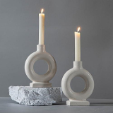 Stylish Geometric Ceramic Candle Holders Set – Modern Home Decor Essential