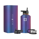 IRON °FLASK Sports Water Bottle – The Ultimate Gym and Sports Bottle for Men, Women & Kids with 64oz Capacity and 3 Leak-Proof Lids (Including Straw Lid) – Stainless Steel, Double Walled, Insulated Thermos, and Metal Canteen