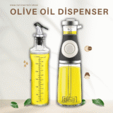 Olive Oil Dispenser Bottle Set for Kitchen: 17 Oz Syrup Dispenser and 12 Oz Oil Bottle with Measurements
